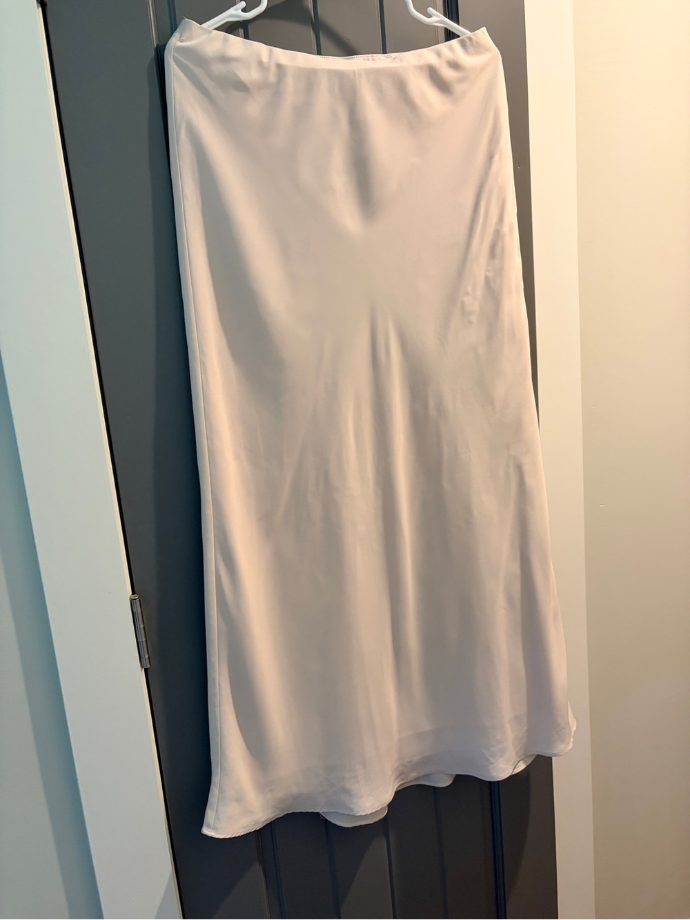 Abercrombie & Fitch Cream Midi Bias Slip Skirt